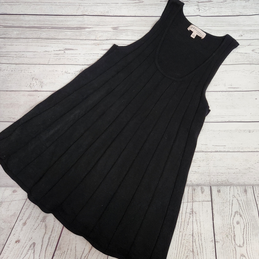 Black Ribbed Sleeveless Knit Tank Tunic